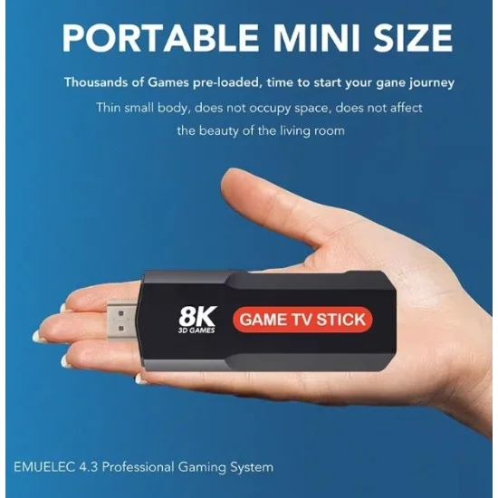 USB TV Game Console Stick with Wireless Controller- 8K UHD 10000+ Retro Video Games